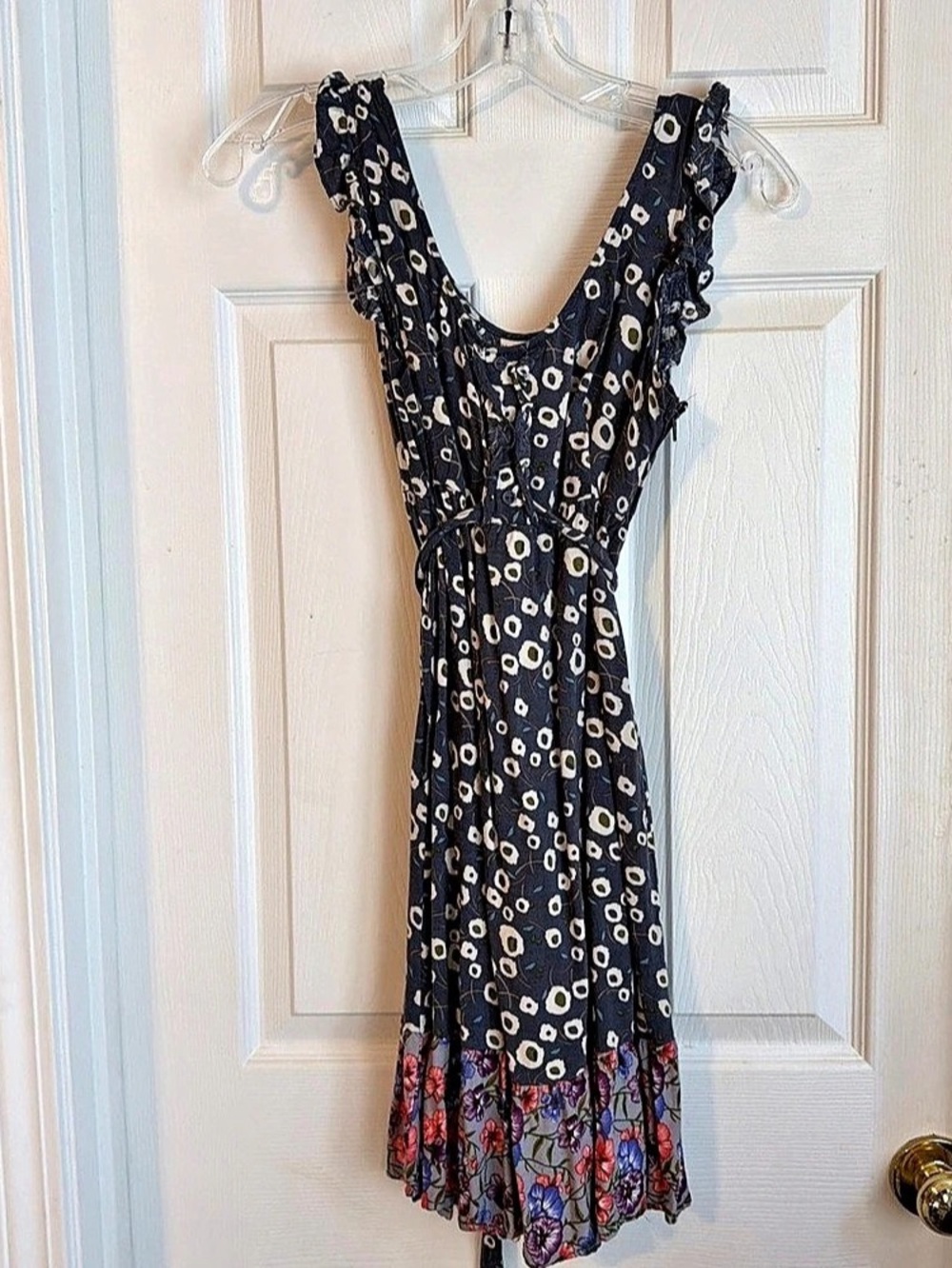 Mossimo Floral Midi Dress in Blue Size Small